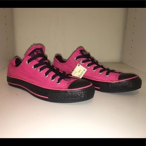 Hot pink and black converse low-tops
